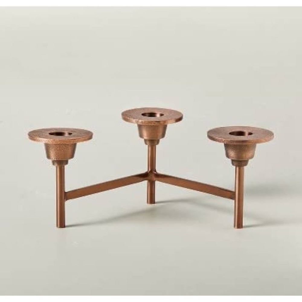 SET OF 2 Modern Metal Candelabra Hearth and Hand‎ 3 Arm Candle Holder Bronze MCM